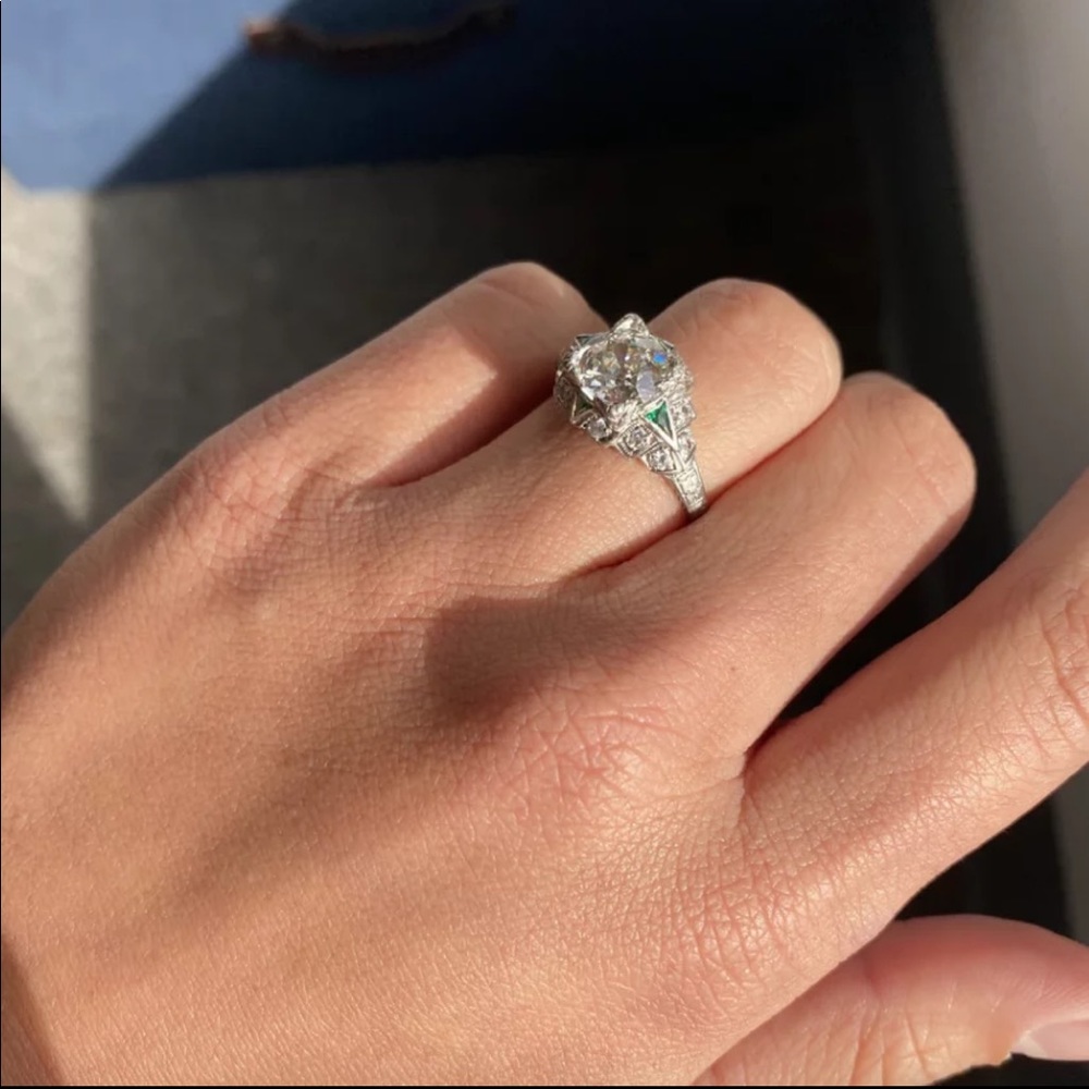 New Vintage Carved 925 Silver Diamond Ring - Picture 2 of 6